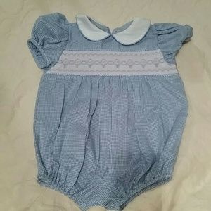Hand-smocked bubble romper